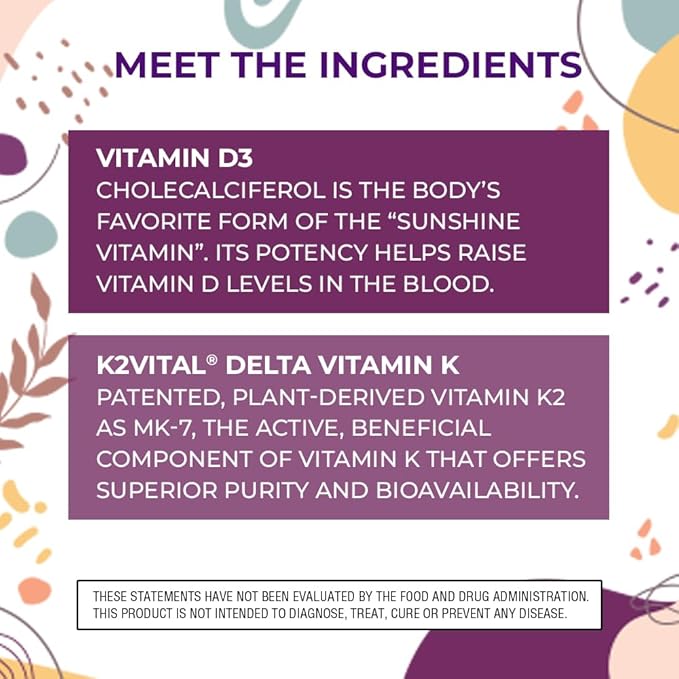 Body Kitchen Vegan Plant-Based Vitamin D3 + K2 (MK7) Supplement Bone and Heart Health Non-GMO 5000 IU Vitamin D &amp 180 mcg Vitamin K2 MK-7 Easy to Swallow Veggie Caps 60 Count