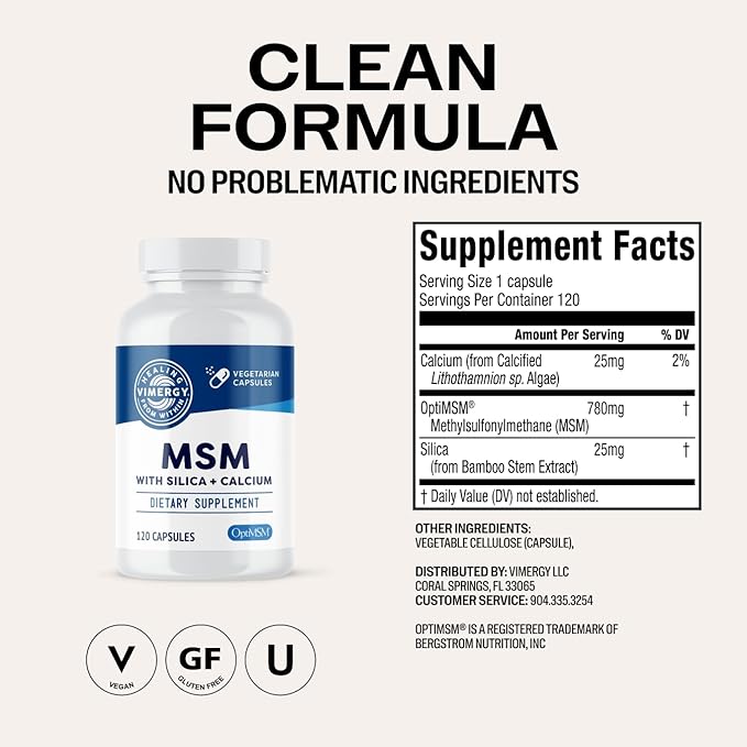 Vimergy Skin Potion Kit – Micro-C Immune Power(TM) (125g) and MSM (120 Capsules) – Skin Hair &amp Nail Support + Collagen + Immunity – Vegan Paleo Gluten-Free Kosher – Pure Potent Daily Suppleme