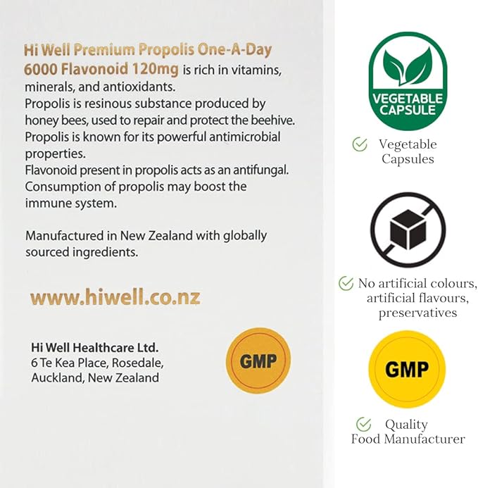 (Pack of 3) Hi Well Premium Propolis 6000 Flavonoid 120mg 150Capsules