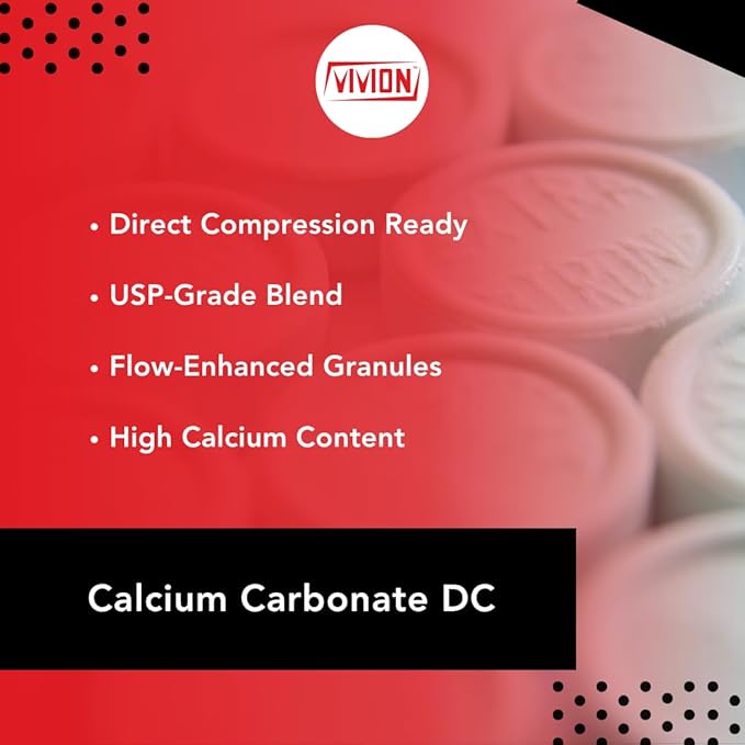 Calcium Carbonate DC Granular with Maltodextrin &amp Gum Arabic - 1000 Grams - Direct Compression USP Pharmaceutical Grade Capsule Excipient - 1 kg (2.2 lb)
