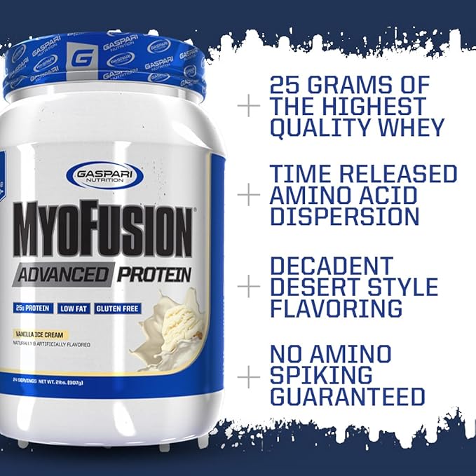 Gaspari Nutrition Myofusion Advanced Protein Protein Blend with Whey Protein Casein Protein and Isolate Protein Low Fat and Gluten Free (Banana Cream 2 Pound)