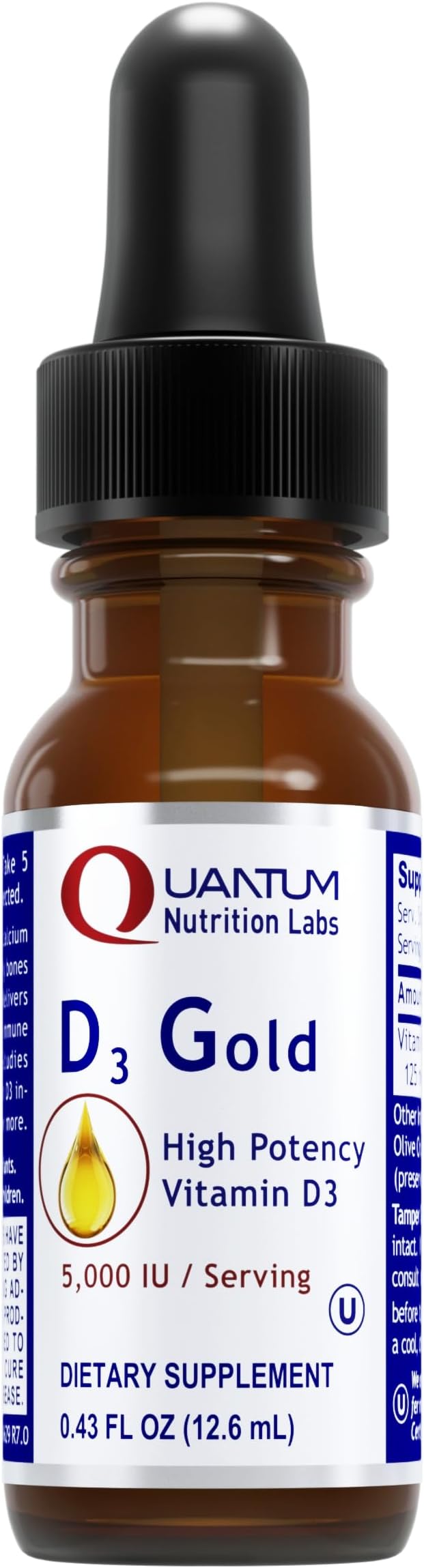 QNL D3 Gold - Vitamin D Liquid Drops - Bone Strength Supplement - Offers Cardiovascular &amp Immune Support - Premium Health &amp Wellness Product - 0.43 fl oz