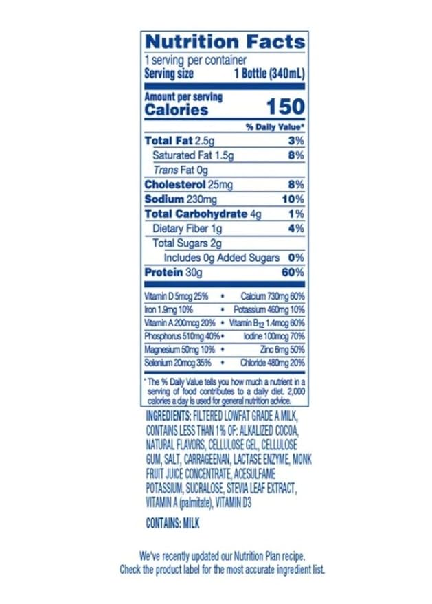 High-Protein Nutrition Shake – 30g Protein 2g Sugar 150 Calories 8 Essential Vitamins &amp Minerals Chocolate Flavor 11.5 fl oz (16 Pack)