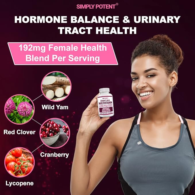 Simply Potent | Women's Multivitamin – 37 Vitamins &amp Minerals with Biotin Vitamins A C D E B12 Folate Zinc Magnesium Calcium &amp Green Tea Extract | Non-GMO Gluten-Free | 60 Capsules