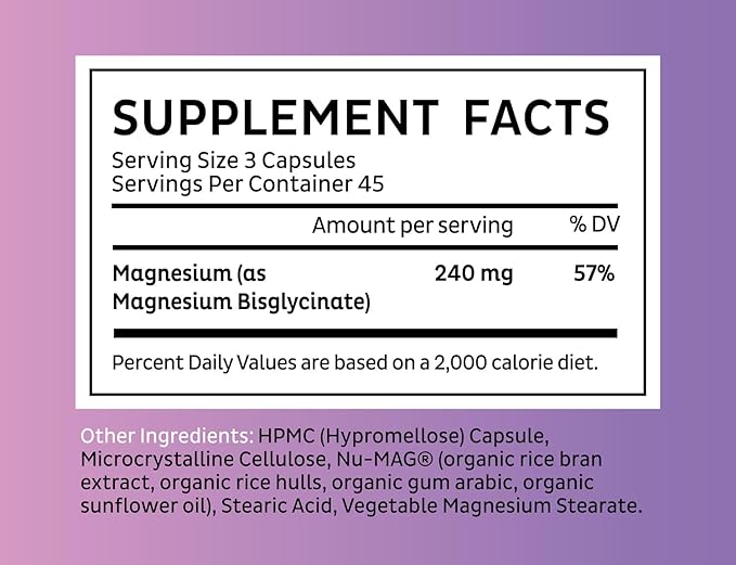Zeal Naturals Chelated Magnesium Glycinate Supplement - 240mg 135 Capsules | Magnesium for Sleep Muscle Recovery &amp Relaxation | Non-GMO