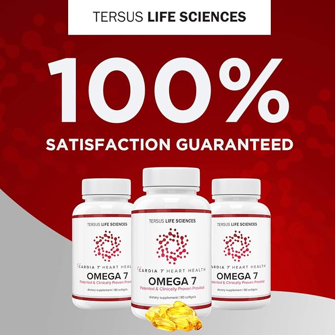 Heart Health Omega 7 - Containing Patented Provinal Purified Omega 7 Fatty Acids - No Fish Smell or Burp-Back - 90ct Soft Gels