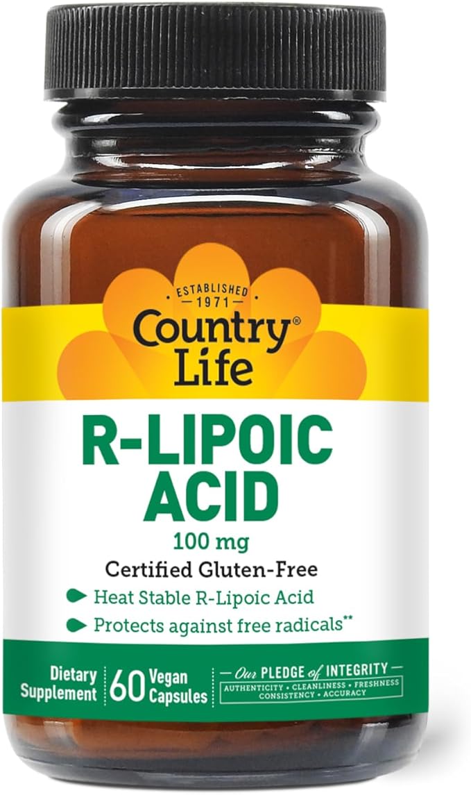 Country Life R-Alpha Lipoic Acid Complex 300mg - Alpha-Lipoic Acid 270mg &amp R-Lipoic Acid 30mg - Antioxidant Support - No Yeast Corn Wheat Soy Gluten Milk - Alpha Lipoic Acid Supplement