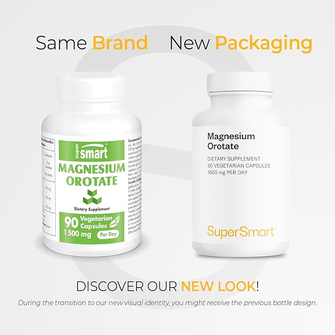 SuperSmart Magnesium Orotate 1500mg per Day - High Absorption Magnesium Supplement | Non GMO &amp Gluten Free - 90 Vegetarian Capsules