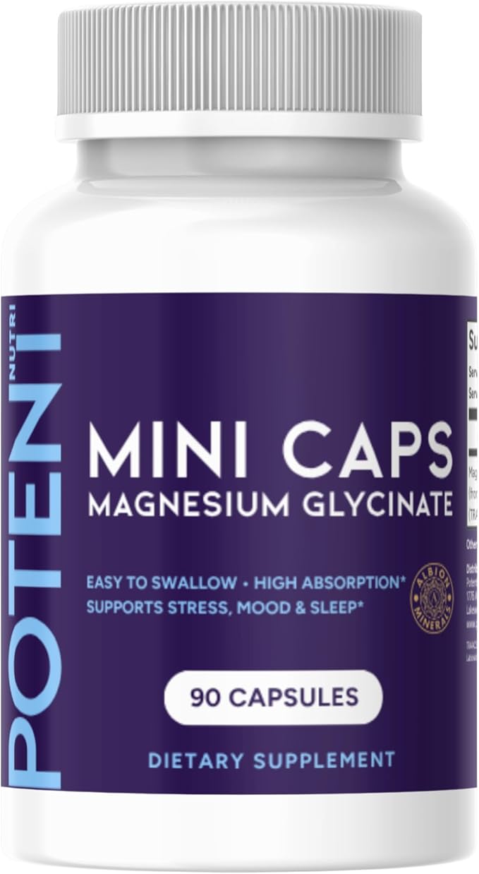Magnesium Glycinate Tiny Pills - 90 Capsules Easy to Swallow