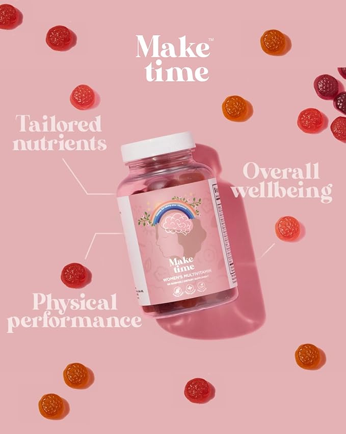 MAKE TIME - Sugar-Free Women’s Multivitamin Gummies - Daily Support with Vitamin A C D3 E B6 B12 Folate Biotin Iodine &amp Zinc - Delicious &amp Easy to Take - 30 Servings