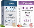 Oral Strips Bundle – Hair Growth Glowing Skin &amp Strong Nails + Sleep Strips with 5mg Melatonin – Fast-Acting Sugar-Free Vegan Dissolvable – 60 Total