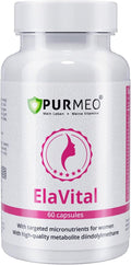 ElaVital Support Estrogen Dominance: Hormonal Imbalance PMS Breast Tenderness Mood Swings - DIM &amp Multivitamins Supplement for Women - Vegan Made in Germany 60ct