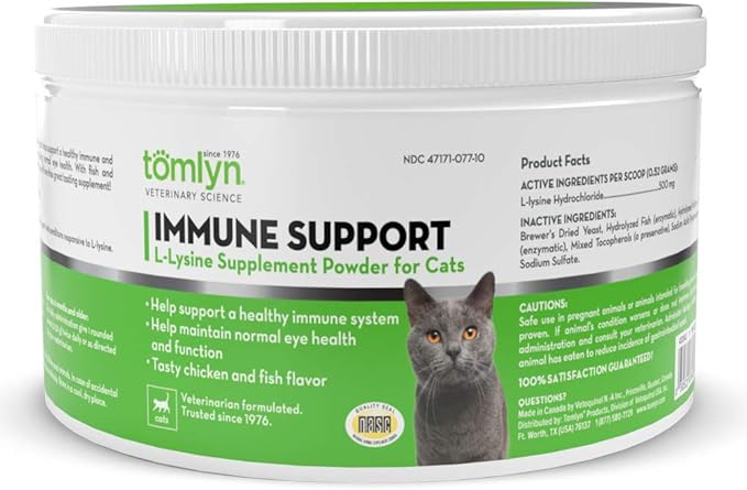Tomlyn Immune Support Daily L-Lysine Supplement Fish-Flavored Lysine Powder for Cats and Kittens 3.5oz