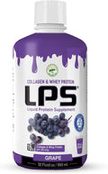 Lps Liquid Collagen &amp Whey Protein Supplement - Sugar-Free Dye-Free Non-Gmo Drink - Hydrolyzed Collagen &amp Whey Peptides Promotes Healthy Skin &amp Hair For Men &amp Women Grape 32 Fl Oz
