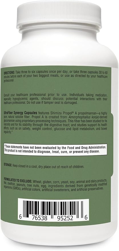 HormoneSynergy UltraFiber Lean Capsules by RetzlerRx - 100% Natural and Soluble Propolmannan Fiber - Supports Satiety and Healthy Bowel Movements