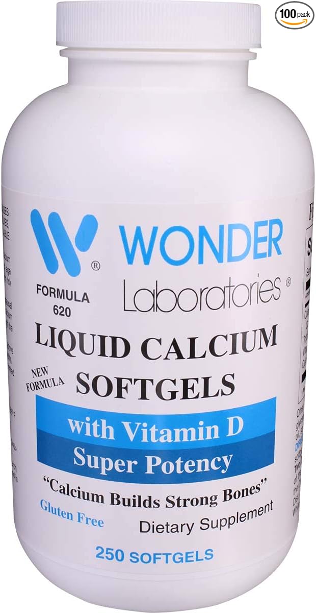 Wonder Laboratories Liquid Calcium Softgels | w/Vitamin D3 Super Potency