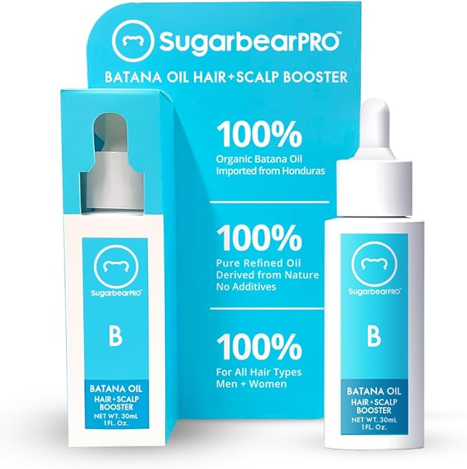 SugarBearPro Batana Hair Oil &amp Glass-Dropper Applicator 1oz + Vegan Hair Vitamin Gummies 1 Month Supply Extra Strength Biotin 6000mcg