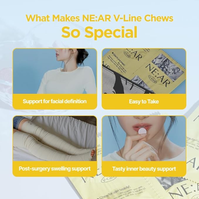 NE:AR V-Line Chews – Herbal Anti-Bloat Formula with Circulation &amp Water Balance Support – Daily K-Chewables for Puffiness Digestion &amp Wellness – Pineapple Flavor