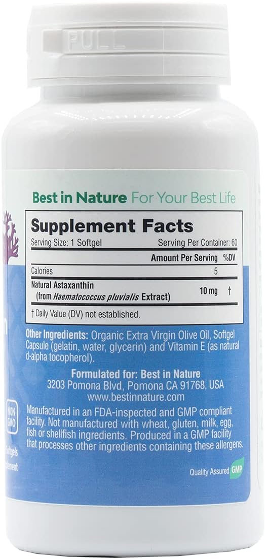 Astaxanthin 10mg 60 softgels - Antioxidants for Eye and Nervous System Support.* Features AstaReal®. from