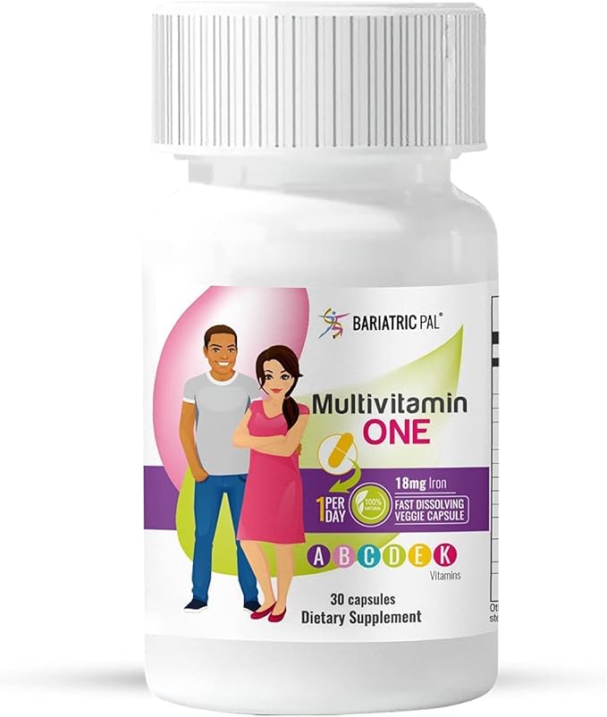 BariatricPal 30-Day Bariatric Vitamin Bundle (Multivitamin ONE 1 per Day! Capsule with 18mg Iron and Calcium Citrate Soft Chews 500mg with Probiotics - Strawberry Twist)