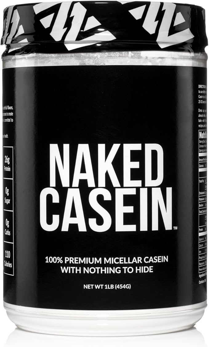 NAKED Casein - 1Lb Micellar Casein Protein - Bulk Zero Carb NSF Certified GMO-Free Gluten Free Soy Free Preservative Free - Stimulate Muscle Growth - Enhance Recovery - 15 Servings