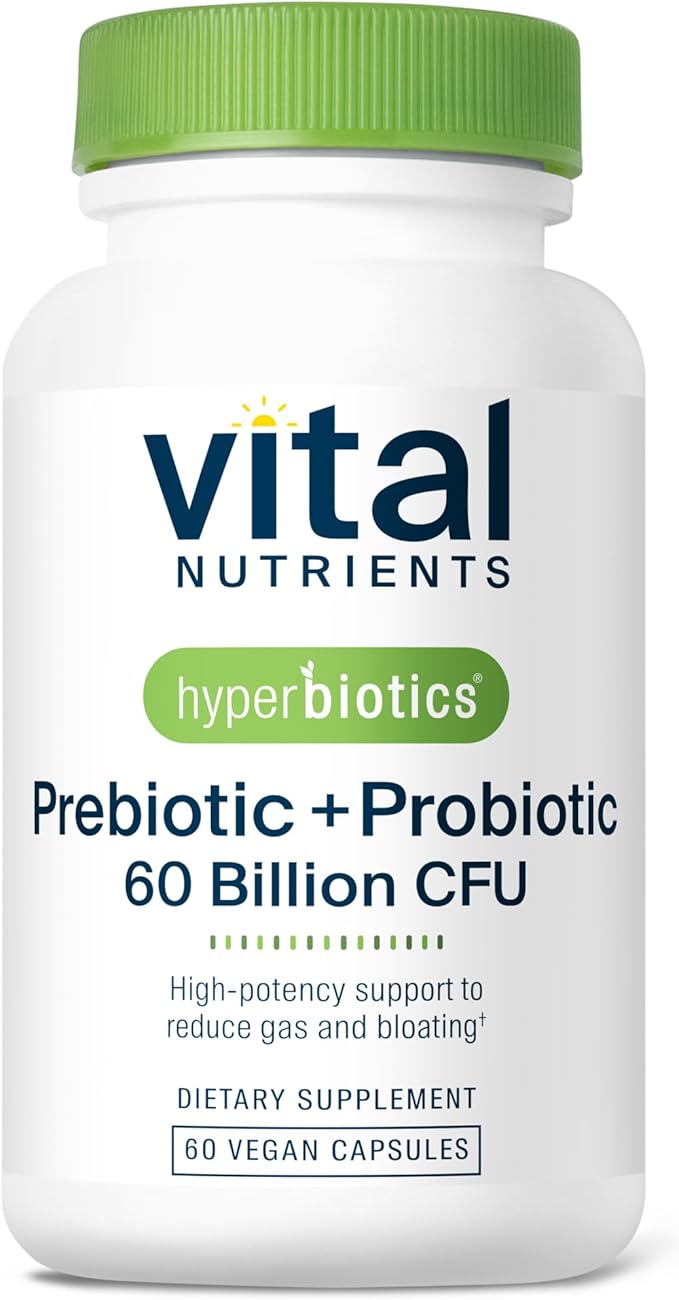 Hyperbiotics Vital Nutrients Prebiotic and Probiotic for Women and Men | 60 Billion CFU | Pre and Probiotics Supports Digestive Health Constipation Diarrhea Gas &amp Bloating | 60 Vegan Capsules