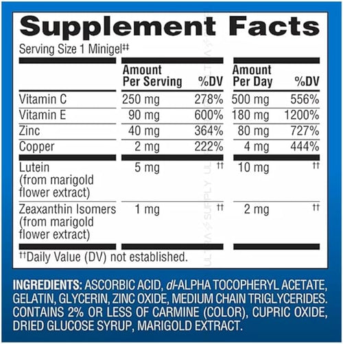 Advanced Eye Health Complex Minigels (210 Servings.) Nutritional Vision Support with Key Antioxidants and Zinc