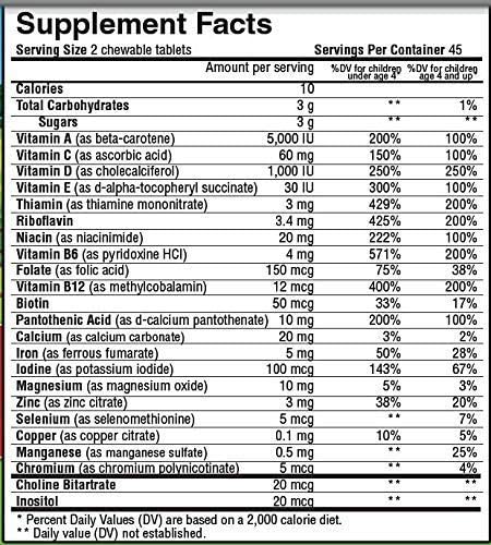 Delicious Kids Multivitamin 90 Vegetarian Gummies – Complete Children’s Supplement with Essential Vitamins and Minerals - Vitamin A B C D3 Calcium Iron Folic Acid Zinc – Cherry Flavor