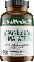 NutraMedix Magnesium Malate Energy Supplements - Bioavailable Magnesium for Sleep Immune Support &amp Joint Health - Vegan Non-GMO &amp Gluten-Free Magnesium Supplements (120 Vegetarian Capsules)