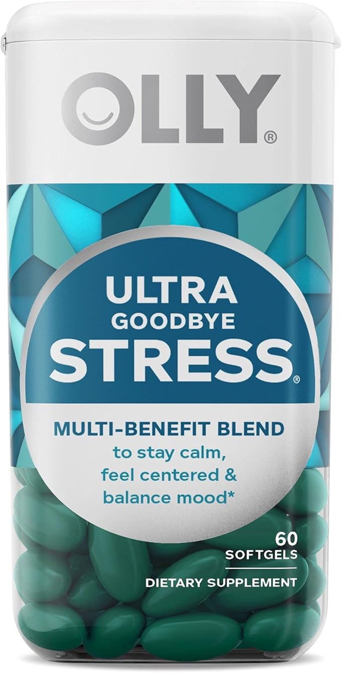 OLLY Ultra Women's Multi Softgels &amp Ultra Strength Goodbye Stress Softgels GABA Ashwagandha L-Theanine and Lemon Balm Stress Relief Supplement - 60 Count