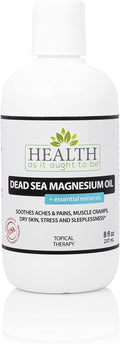 Health As It Ought To Be Dead Sea Magnesium Oil + Essential Minerals Supplement | Physician Formulated Calming Soothes Aches Pains Cramps Sleeplessness | 8 Ounce
