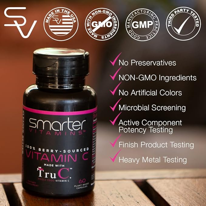 (3 Pack) Raw Whole Food Vitamin C Natural Immune Support from Berries Premium Antioxidants Bioflavonoids &amp Polyphenols 180 Vegan Capsules