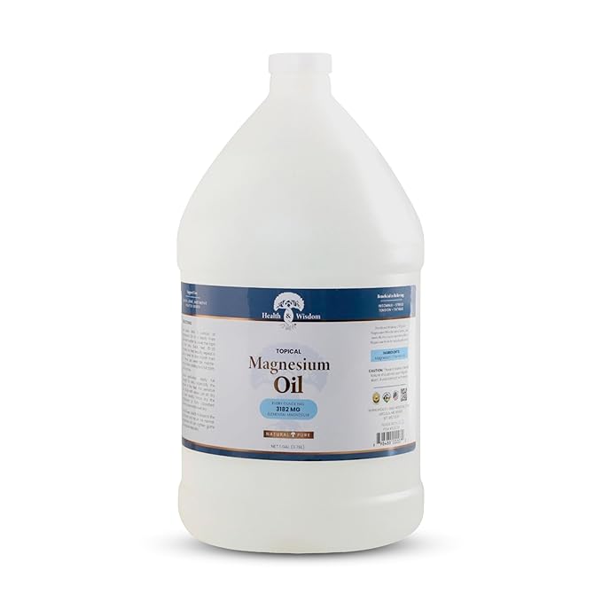 Health &amp Wisdom Pure Magnesium Oil - Topical Muscle &amp Joint Relief- Natural and Pure USP Grade Extra Strength Magnesium - Enhanced Absorption - 128 fl oz