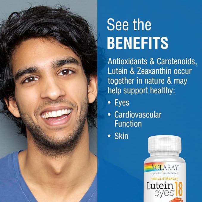 SOLARAY Triple Strength Lutein Eyes 18 mg | Eye &amp Macular Health Support Supplement w/Naturally Occurring Lutein and Zeaxanthin | Non-GMO | 30 Count