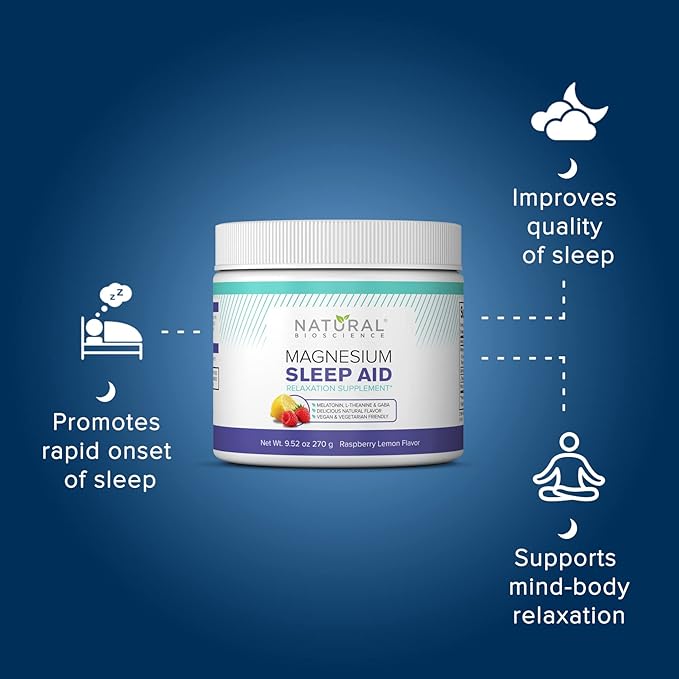 Magnesium Sleep Night Time Powder - Magnesium Citrate Magnesium Glycinate with Melatonin L-Theanine and GABA Sleep Aid Natural Sleep Supplement Vegan Gluten-Free Raspberry Lemon Flavor