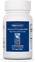 Allergy Research Group Vitamin D3 Complete 5000 - Delivers 125 mcg Vitamin D3 - with Vitamin A &amp K2 - Supports Bone Strength Immune Balance &amp Healthy Mindset - 120 Servings - 120 Capsules