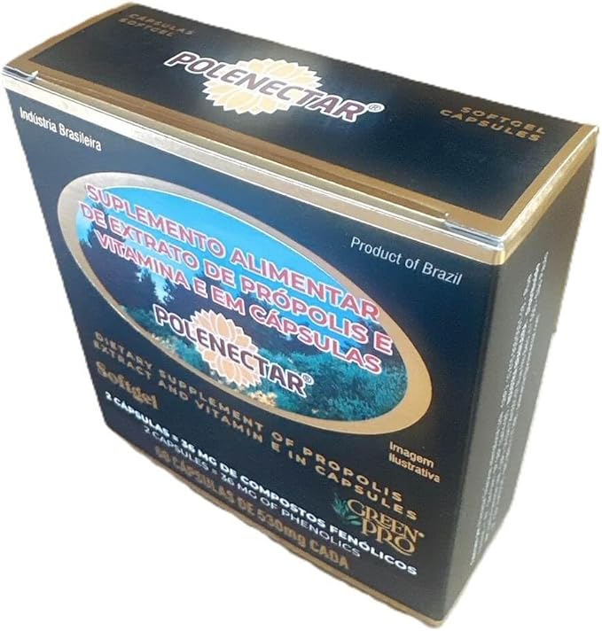 4 Boxes of Polenectar Brazil Green Bee Propolis 300 Milligram (60 Softgels)