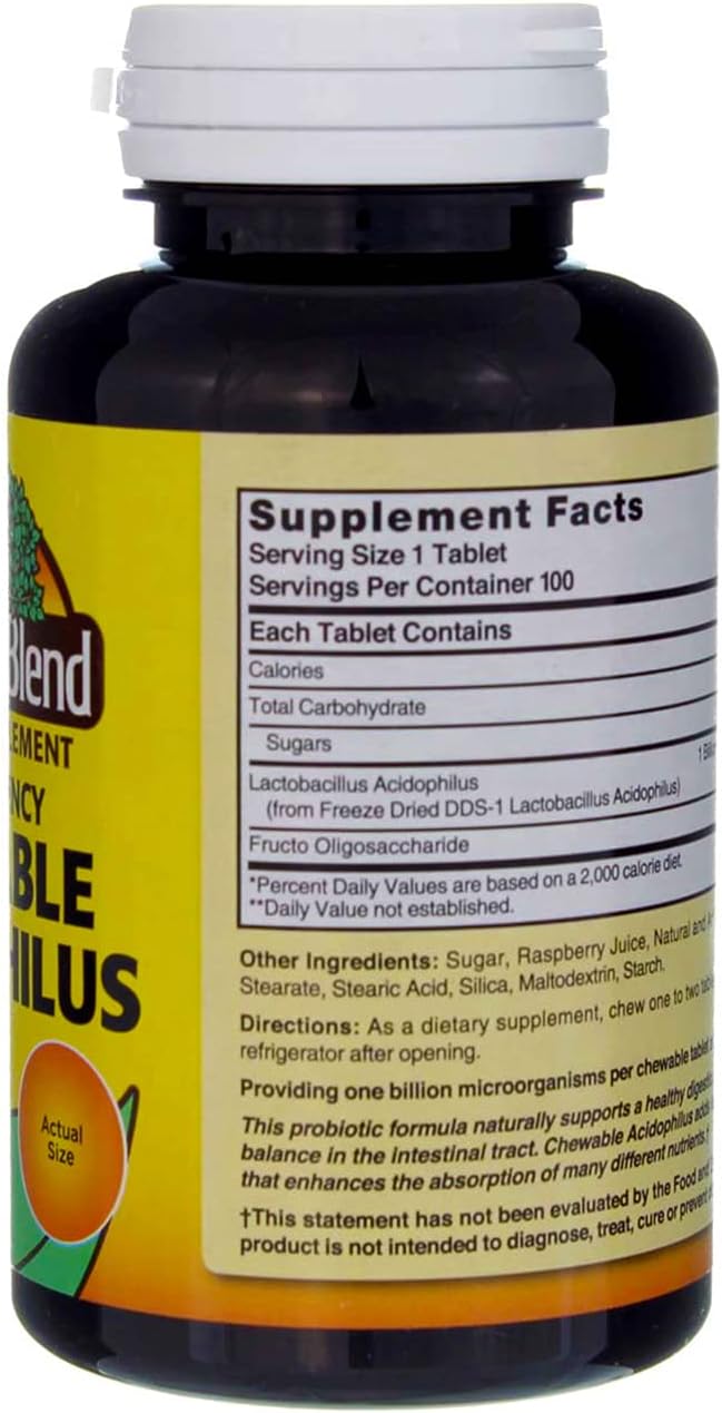 Nature's Blend Acidophilus Chewable Raspberry Flavor - 100 Tablets Pack of 5