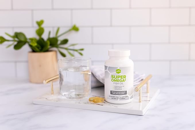 SFH Super Omega 3 Fish Oil Capsules Highly Concentrated 2000mg Omega 3 | Sustainably Sourced Alaskan Pollock Fish Oil for Heart Joint Brain Health (Capsule 90ct)