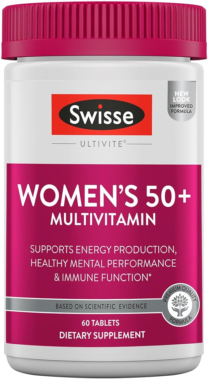 Swisse Daily Multivitamin for Women 50 and Over | 41 Vitamins Antioxidants and Minerals + Adaptogens | Energy Stress &amp Immune Support | Womens 50+ Multivitamins Supplement | 60 Tablets
