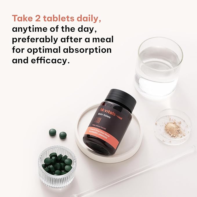 Vitals Biotin (90 Tablets) | Supplement for Hair Growth Strong Hair and Glowing Skin Fights Nail Brittleness