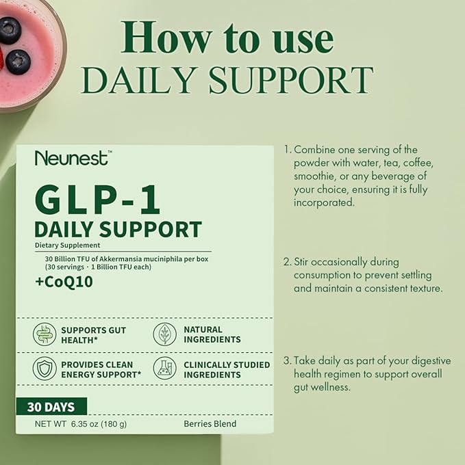 Akkermansia Prebiotic – GLP-1 Friendly Nutrition Blend with Beet Root CoQ10 Acai &amp Elderberry | Daily Gut &amp Metabolic Wellness | Berry Flavor Stick Packs 30 Days