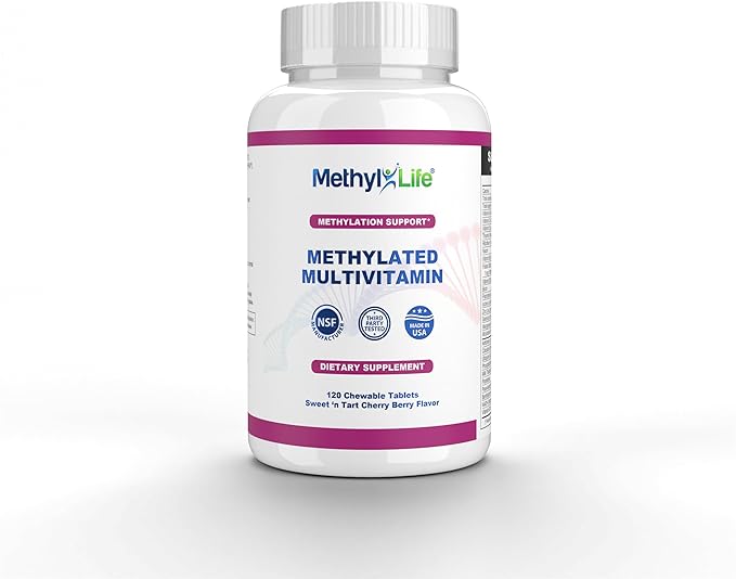 Methyl-Life® Methylated Multivitamin – Chewable Multi with Active Folate (Cerebrofolate®) &amp B12 – High Absorption Vegan Non-GMO Gluten-Free | 120 Tablets