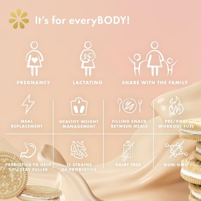 Boobie Body Superfood Protein Pregnancy and Postpartum Meal Replacement Shake Vanilla Cookie Flavor | 19g Protein | Safe for Lactation &amp Motherhood | Organic Vegan Zero Sugar 1 Tub (20 Serving