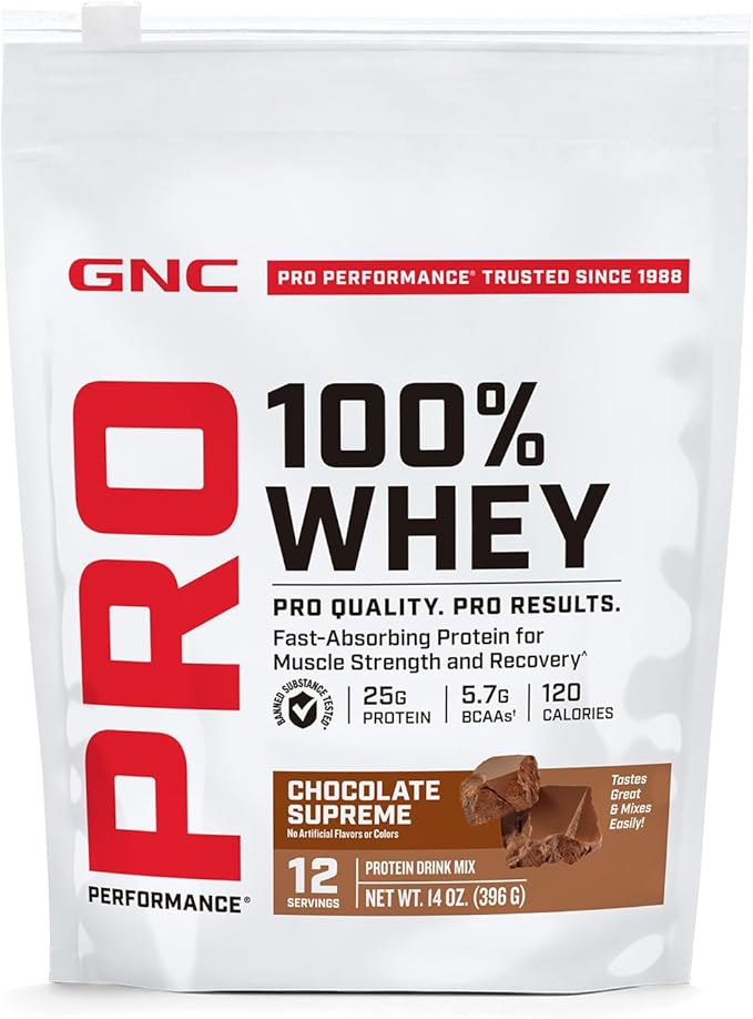 GNC Pro Performance 100% Whey Protein Powder | Supports Healthy Metabolism and Lean Muscle Recovery | Chocolate Supreme | 12 Servings