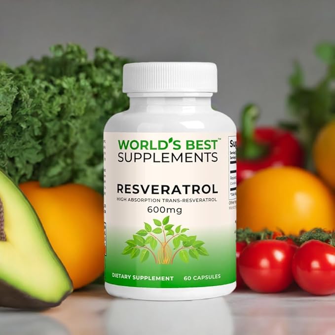 World's Best Supplements Resveratrol 600mg | 50% Trans-Resveratrol | 60 Capsules | 60 Servings