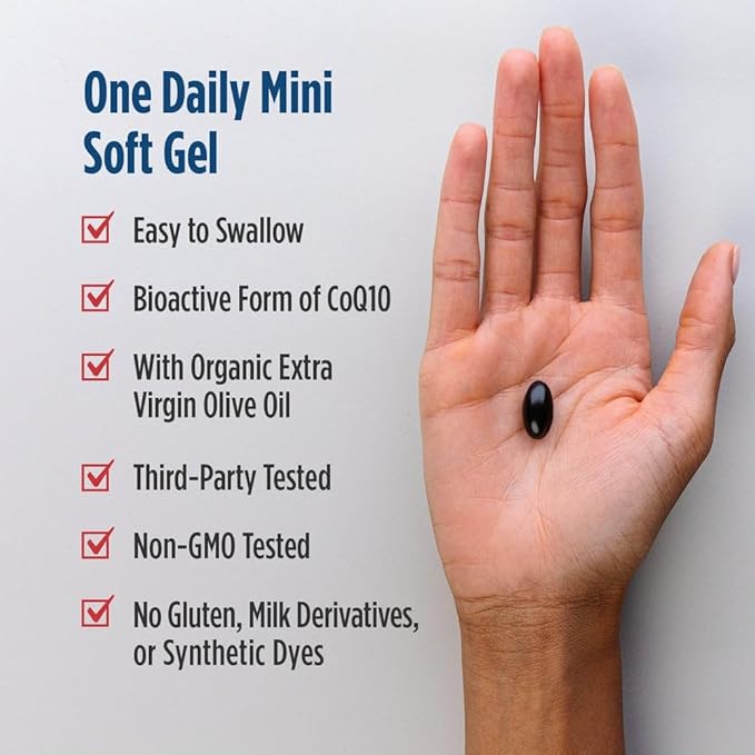 Nordic Naturals Nordic CoQ10 Ubiquinol - 60 Mini Soft Gels - 100 mg Coenzyme Q10 (CoQ10) Ubiquinol - Heart &amp Brain Health Cellular Energy Production Antioxidant Support - Non-GMO - 60 Servings