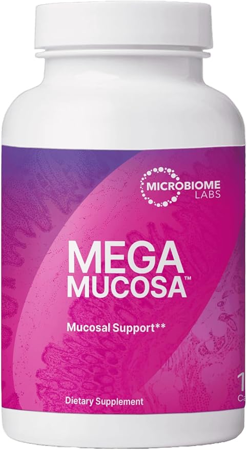 Microbiome Labs MegaMucosa - Amino Acids Supplement with Dairy-Free Immunoglobulins - Gut Health + Immune Support for Women &amp Men - for Complete Mucosal Support (180 Capsules)