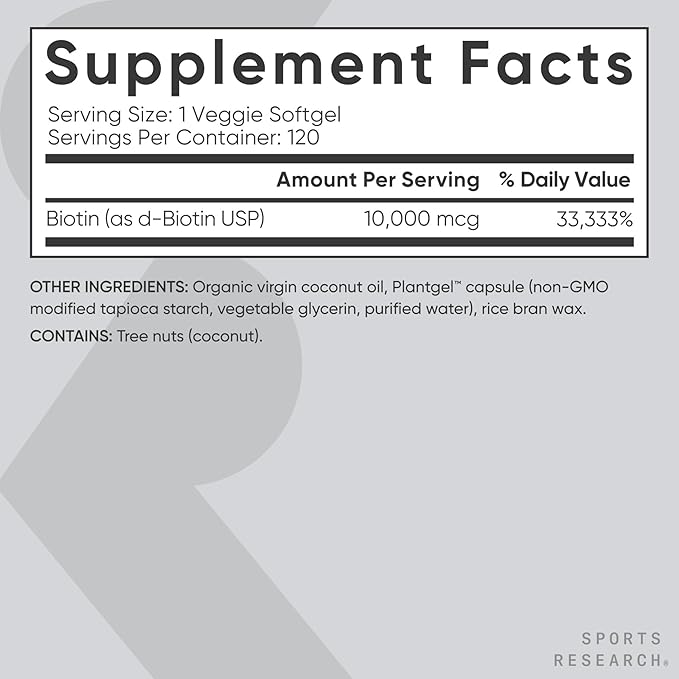 Sports Research Body Wellness Pack - Vegan Biotin 10000 mcg (120 Softgels) Triple Strength Omega 3 Fish Oil 1250 mg (90 Softgels) and Vegan Vitamin D3 5000iu + K2 100mcg Mk7 (60 Softgels)