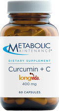Metabolic Maintenance Curcumin + C - Longvida + Vitamin C Enhanced Curcumin Supplement for Brain Function &amp Joint Mobility (60 Capsules)
